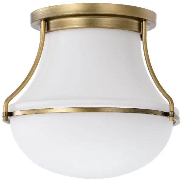 Valdora 1-Light Flush Mount in Natural Brass with White Opal Glass - Image 3