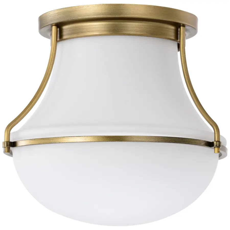 Valdora 1-Light Flush Mount in Natural Brass with White Opal Glass - Image 3
