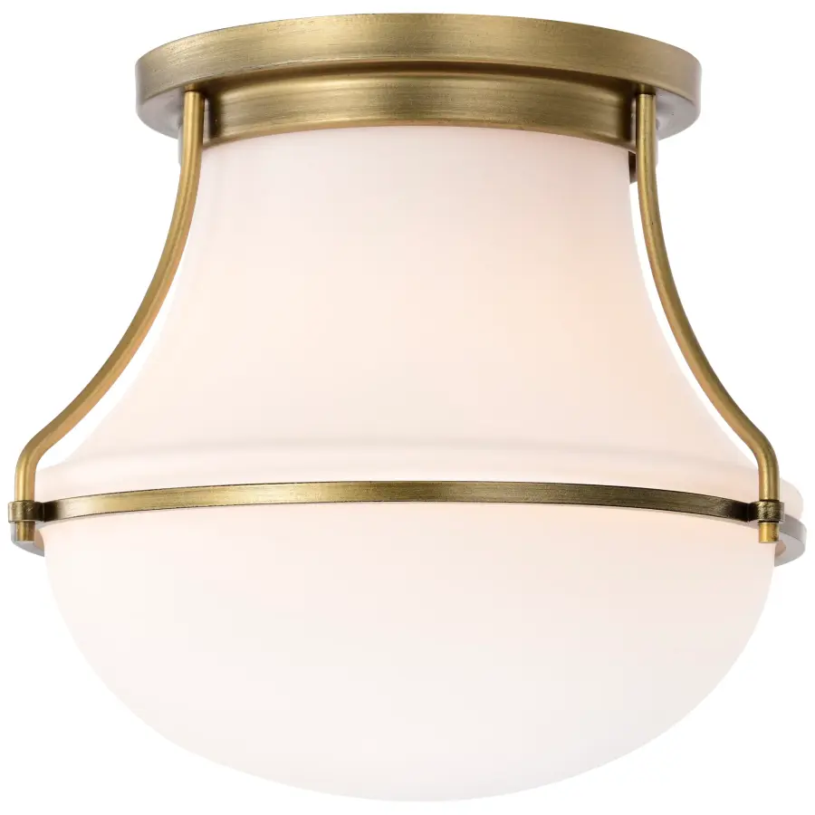 Valdora 1-Light Flush Mount in Natural Brass with White Opal Glass - Image 4