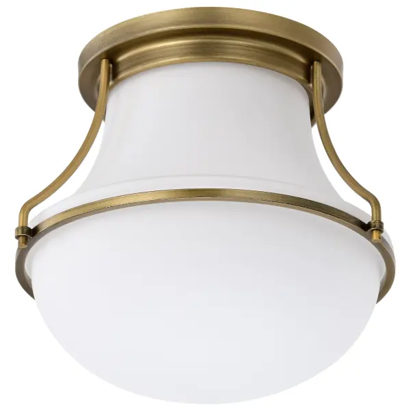 Valdora 1-Light Flush Mount in Natural Brass with White Opal Glass - Image 5