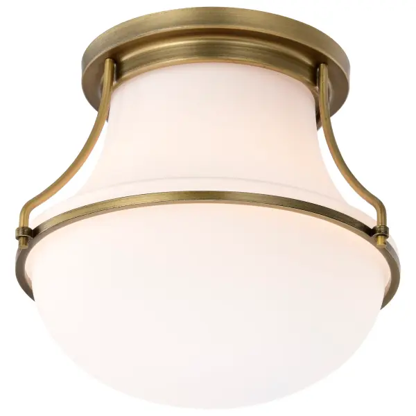 Valdora 1-Light Flush Mount in Natural Brass with White Opal Glass - Image 6