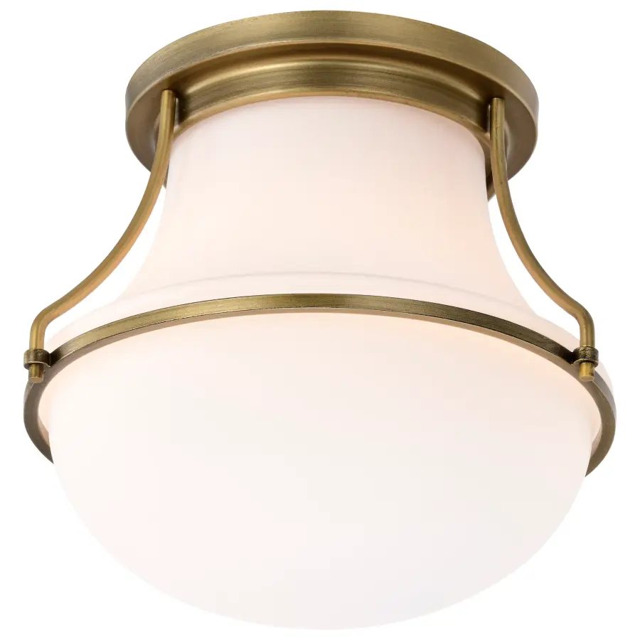 Valdora 1-Light Flush Mount in Natural Brass with White Opal Glass - Image 6