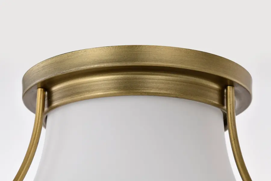 Valdora 1-Light Flush Mount in Natural Brass with White Opal Glass - Image 7