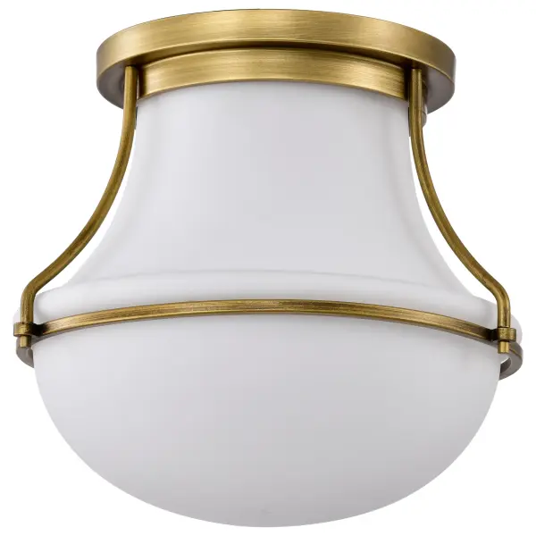 Valdora 1-Light Flush Mount in Natural Brass with White Opal Glass - Image 1
