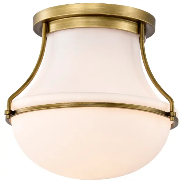 Valdora 1-Light Flush Mount in Natural Brass with White Opal Glass - Image 2