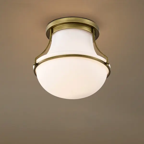 Valdora 1-Light Flush Mount in Natural Brass with White Opal Glass - Image 12