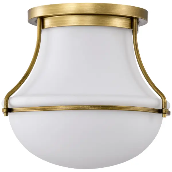 Valdora 1-Light Flush Mount in Natural Brass with White Opal Glass - Image 3