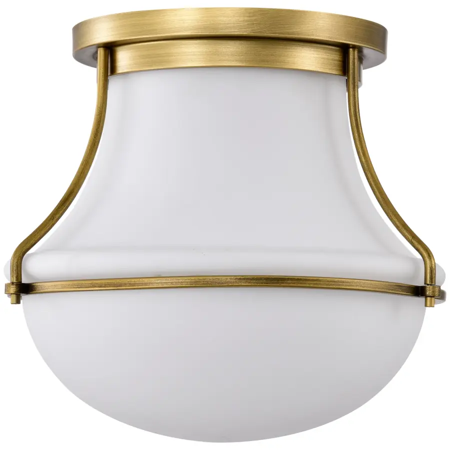 Valdora 1-Light Flush Mount in Natural Brass with White Opal Glass - Image 3