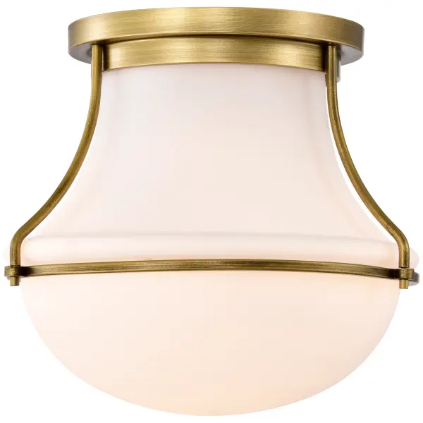 Valdora 1-Light Flush Mount in Natural Brass with White Opal Glass - Image 4