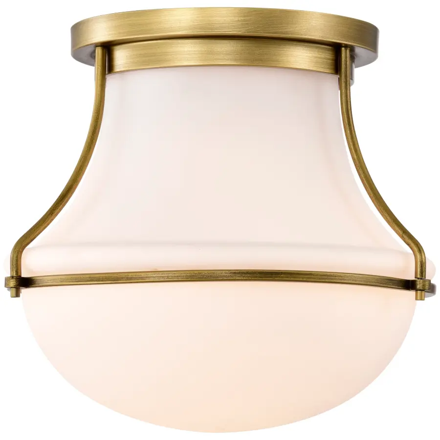 Valdora 1-Light Flush Mount in Natural Brass with White Opal Glass - Image 4