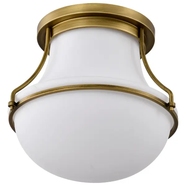 Valdora 1-Light Flush Mount in Natural Brass with White Opal Glass - Image 5