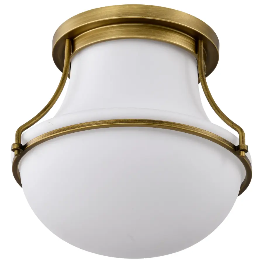 Valdora 1-Light Flush Mount in Natural Brass with White Opal Glass - Image 5