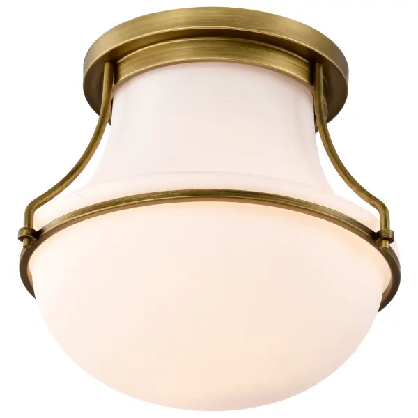 Valdora 1-Light Flush Mount in Natural Brass with White Opal Glass - Image 6