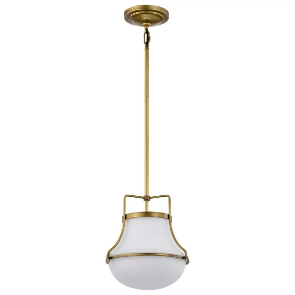 Valdora 1-Light Pendant in Natural Brass with White Opal Glass - Image 1