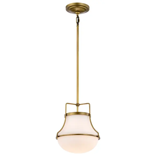 Valdora 1-Light Pendant in Natural Brass with White Opal Glass - Image 2