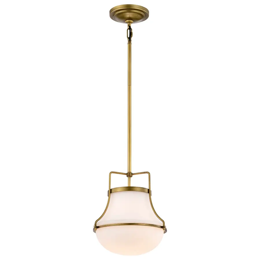 Valdora 1-Light Pendant in Natural Brass with White Opal Glass - Image 2