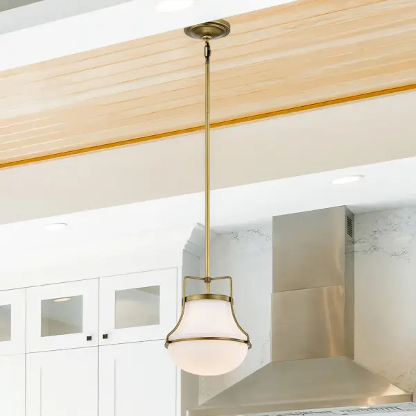 Valdora 1-Light Pendant in Natural Brass with White Opal Glass - Image 14