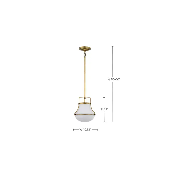 Valdora 1-Light Pendant in Natural Brass with White Opal Glass - Image 15