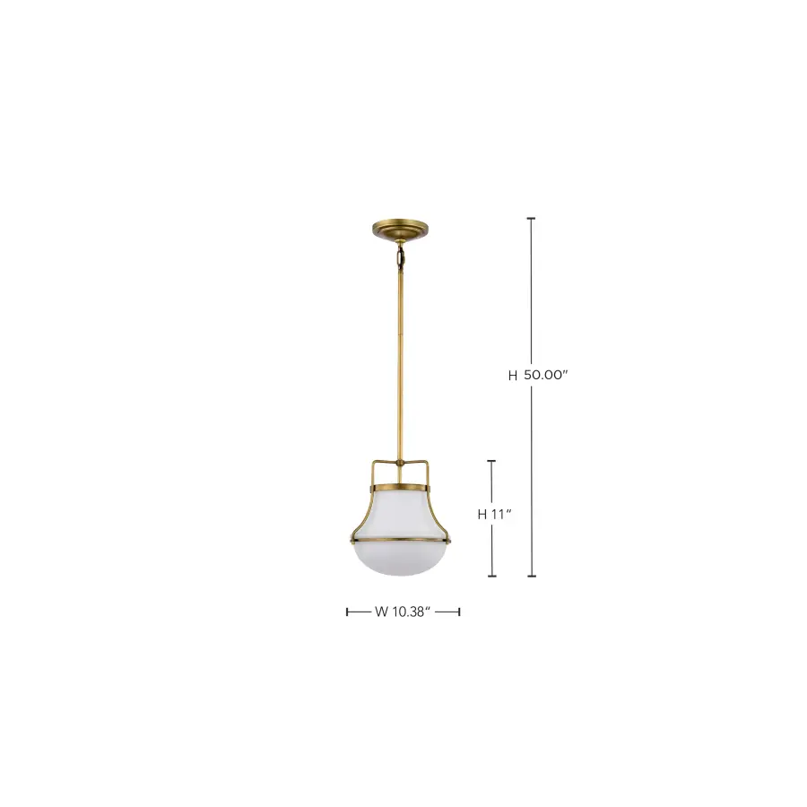 Valdora 1-Light Pendant in Natural Brass with White Opal Glass - Image 15