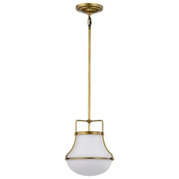 Valdora 1-Light Pendant in Natural Brass with White Opal Glass - Image 3