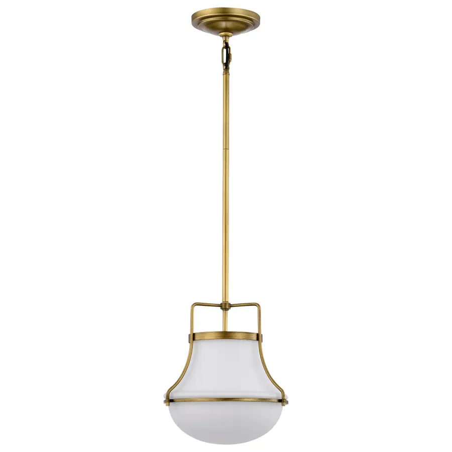 Valdora 1-Light Pendant in Natural Brass with White Opal Glass - Image 3