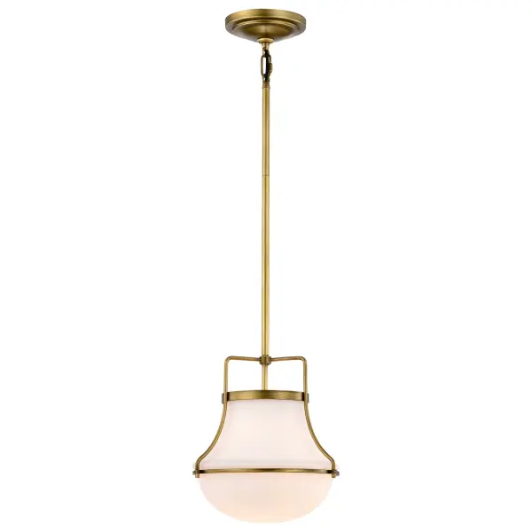 Valdora 1-Light Pendant in Natural Brass with White Opal Glass - Image 4