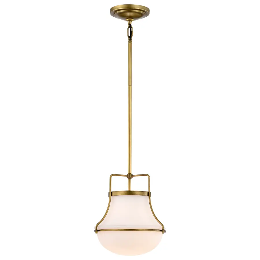 Valdora 1-Light Pendant in Natural Brass with White Opal Glass - Image 4
