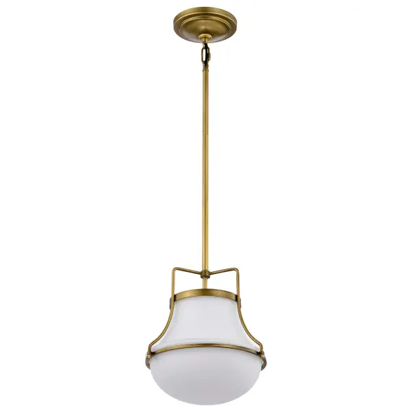 Valdora 1-Light Pendant in Natural Brass with White Opal Glass - Image 5