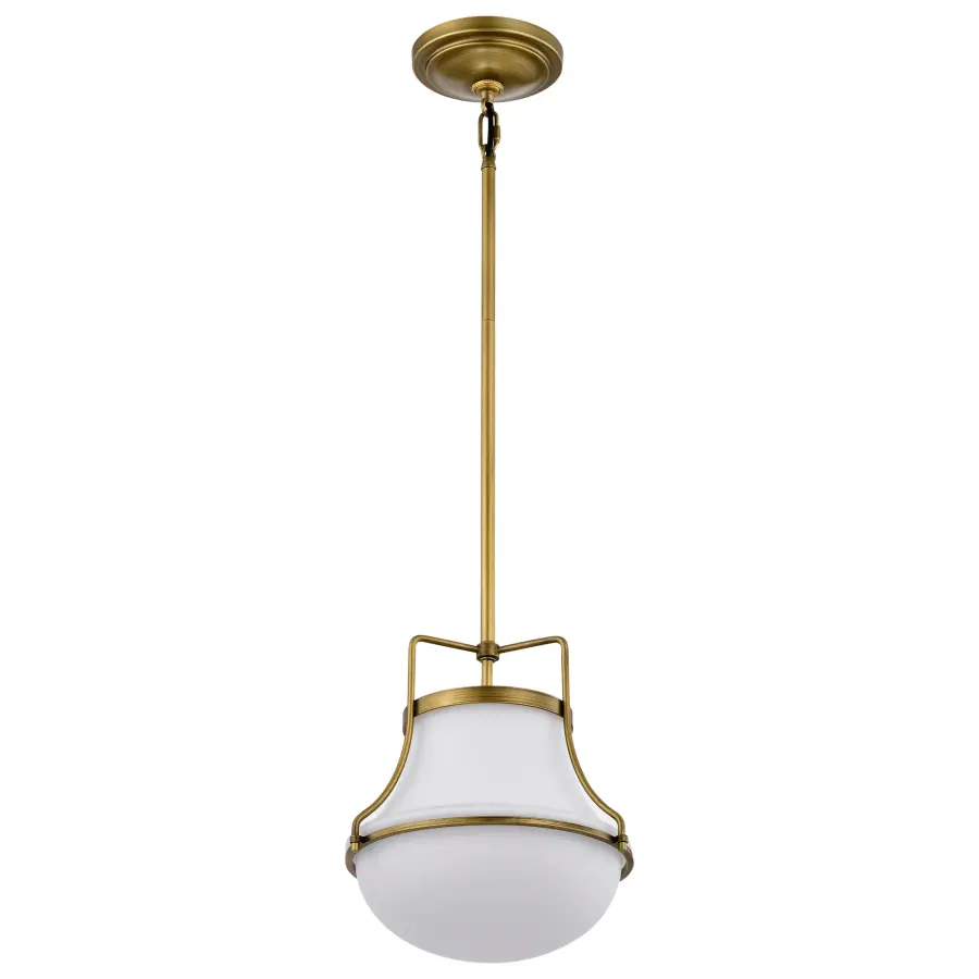 Valdora 1-Light Pendant in Natural Brass with White Opal Glass - Image 5