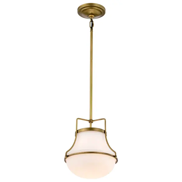 Valdora 1-Light Pendant in Natural Brass with White Opal Glass - Image 6