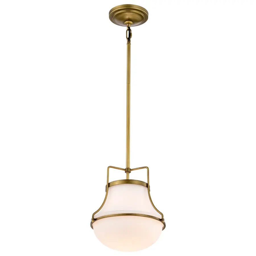 Valdora 1-Light Pendant in Natural Brass with White Opal Glass - Image 6