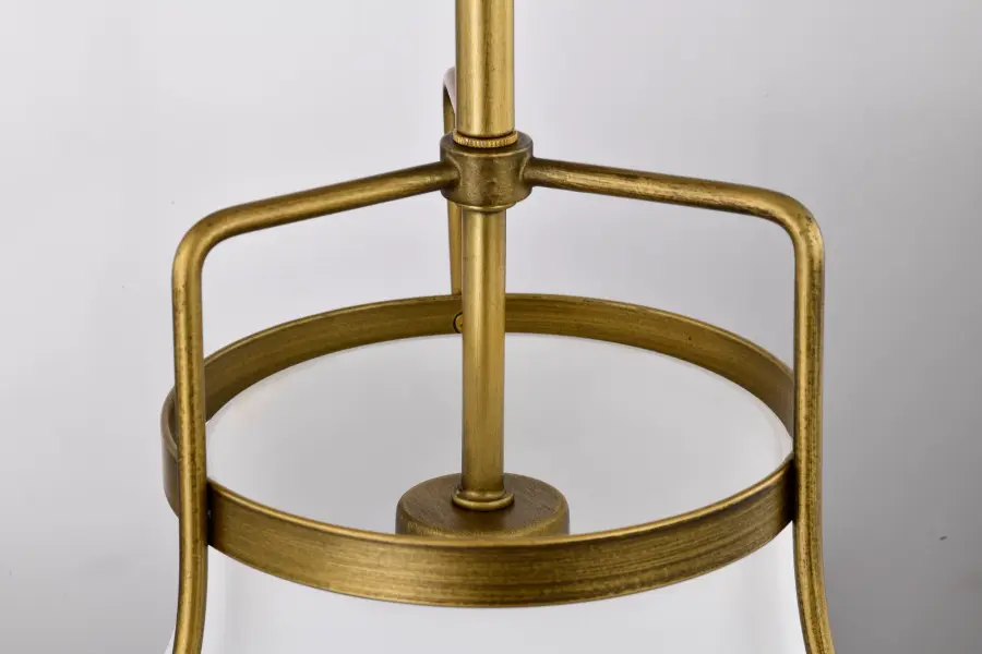 Valdora 1-Light Pendant in Natural Brass with White Opal Glass - Image 8
