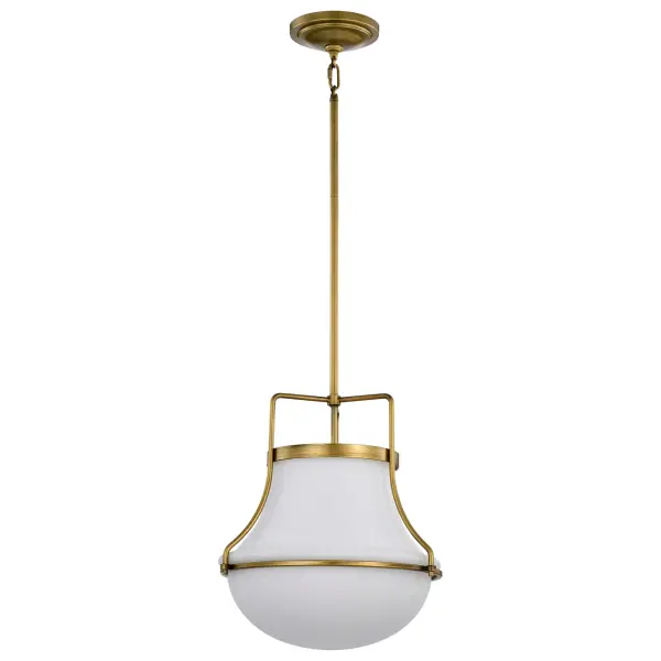 Valdora 1-Light Pendant in Natural Brass with White Opal Glass - Image 1