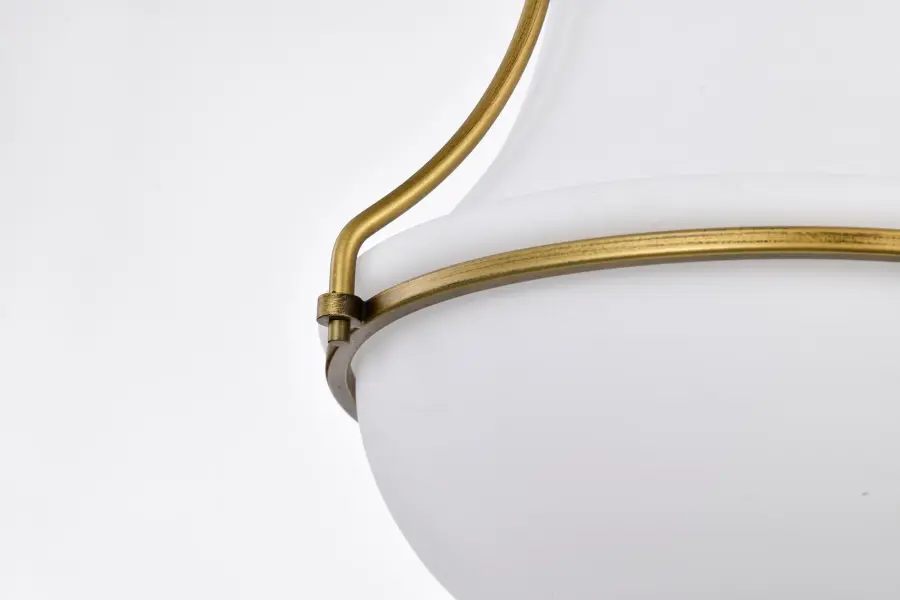 Valdora 1-Light Pendant in Natural Brass with White Opal Glass - Image 11