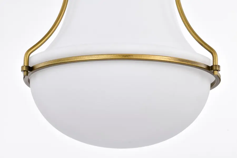 Valdora 1-Light Pendant in Natural Brass with White Opal Glass - Image 12