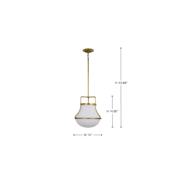 Valdora 1-Light Pendant in Natural Brass with White Opal Glass - Image 17