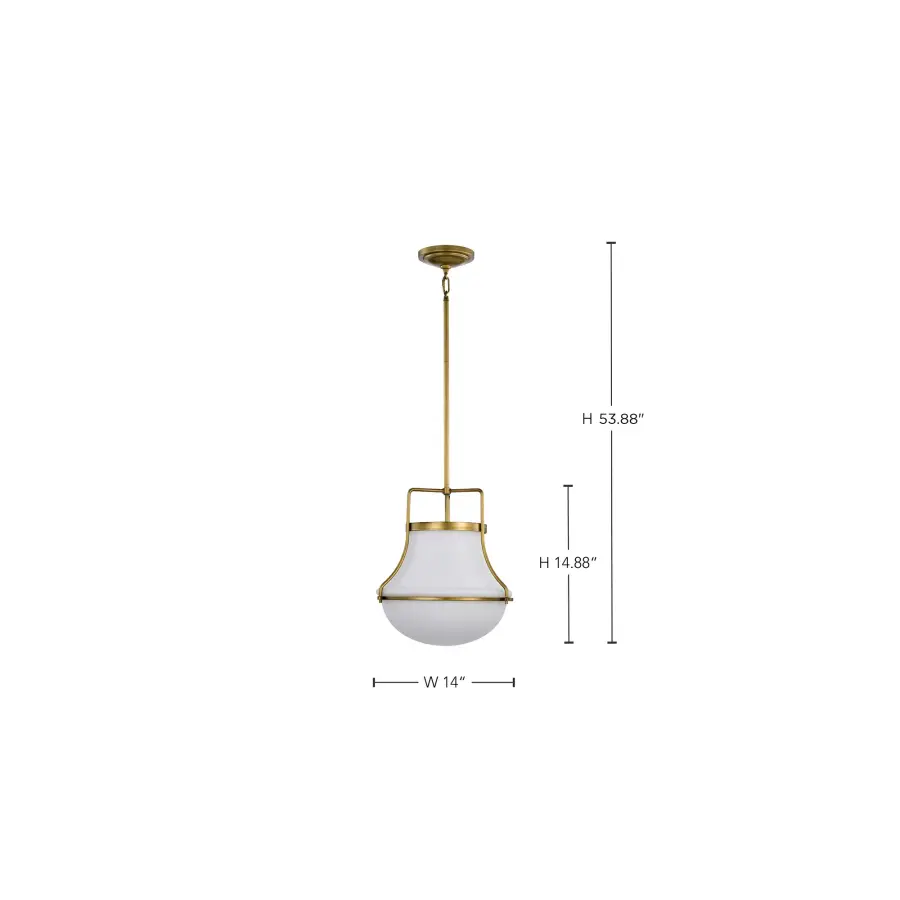 Valdora 1-Light Pendant in Natural Brass with White Opal Glass - Image 17
