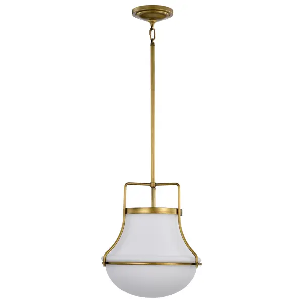 Valdora 1-Light Pendant in Natural Brass with White Opal Glass - Image 3
