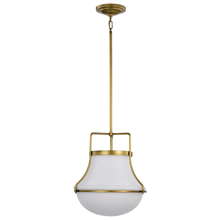 Valdora 1-Light Pendant in Natural Brass with White Opal Glass - Image 3