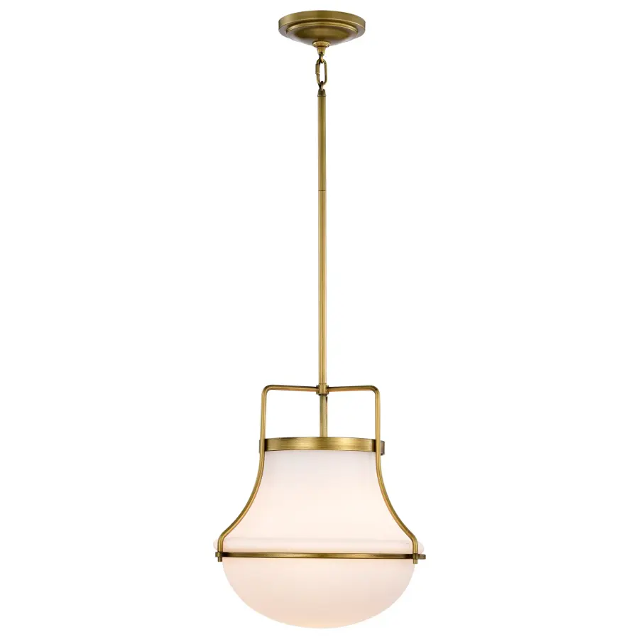 Valdora 1-Light Pendant in Natural Brass with White Opal Glass - Image 4