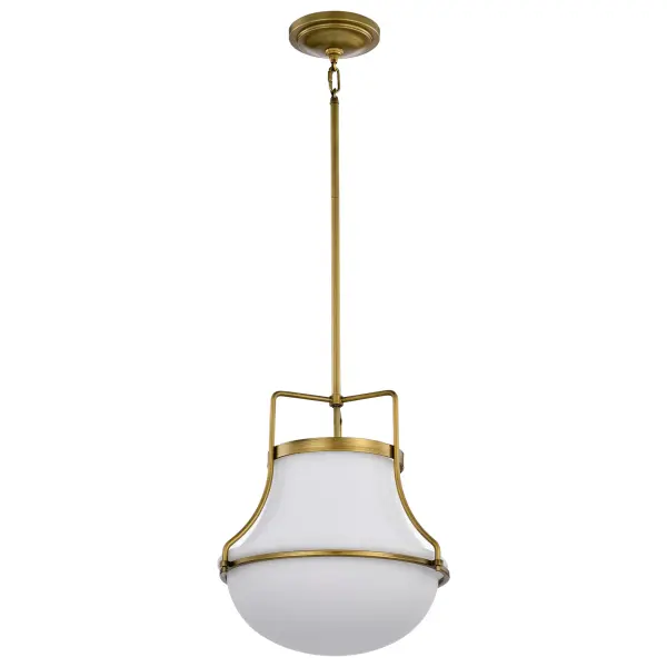 Valdora 1-Light Pendant in Natural Brass with White Opal Glass - Image 5
