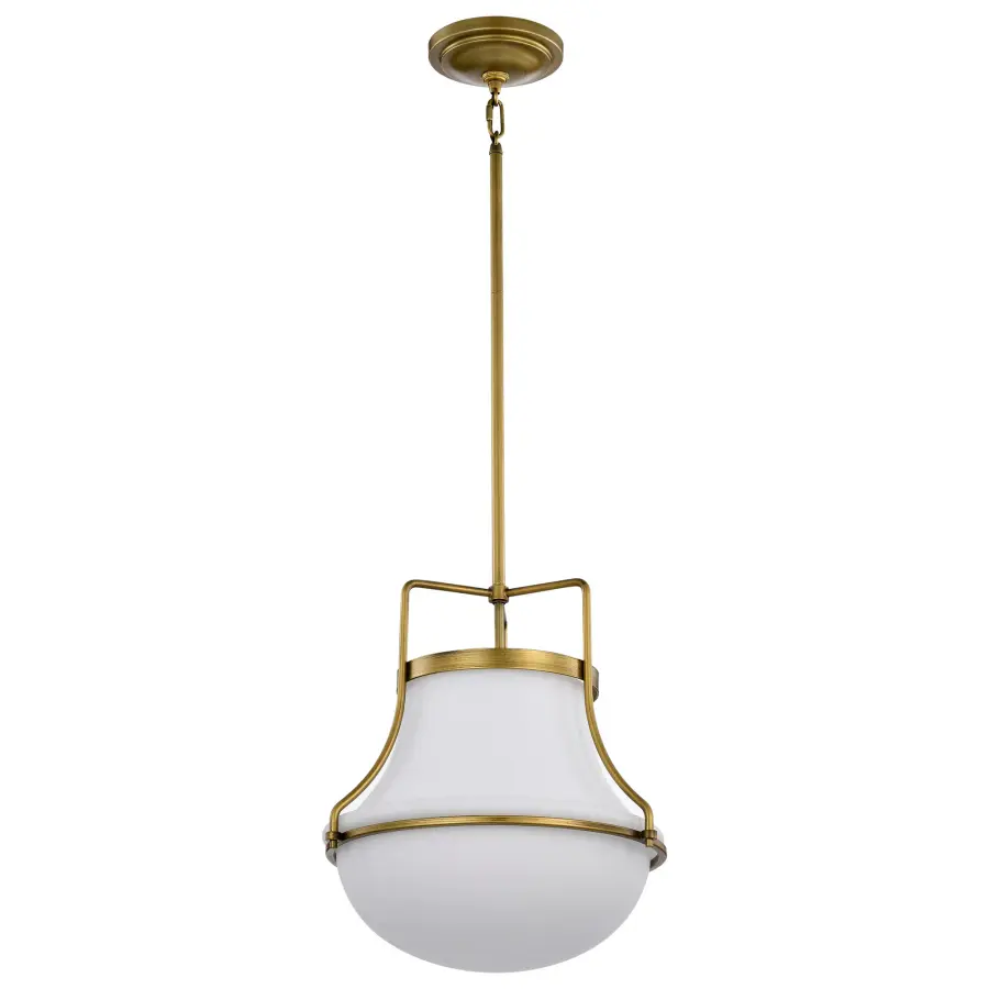 Valdora 1-Light Pendant in Natural Brass with White Opal Glass - Image 5