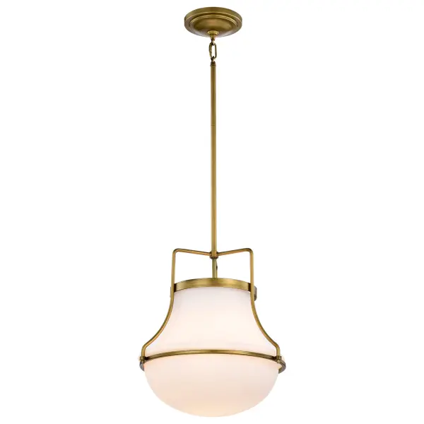 Valdora 1-Light Pendant in Natural Brass with White Opal Glass - Image 6