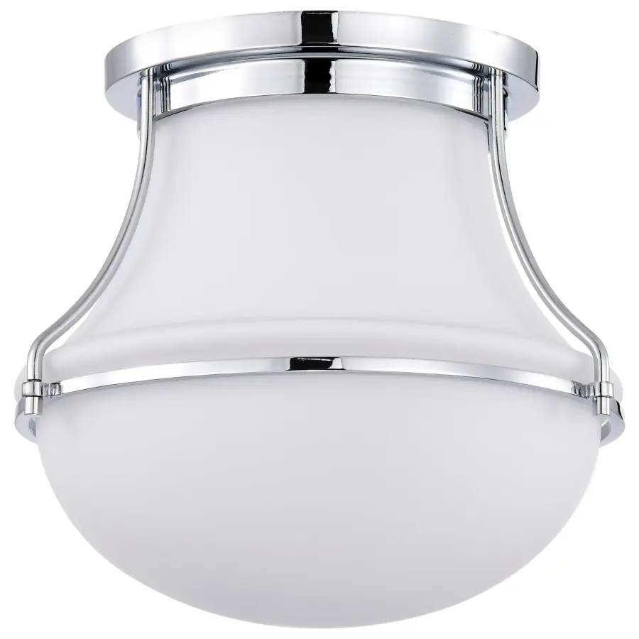 Valdora 1-Light Flush Mount in Polished Nickel with White Opal Glass - Image 1
