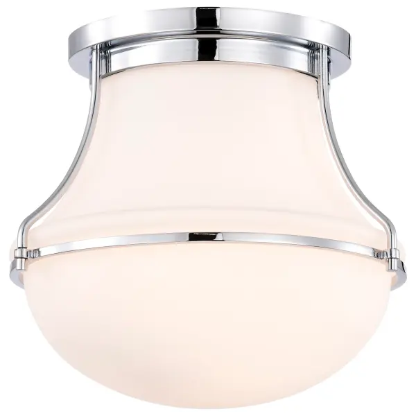 Valdora 1-Light Flush Mount in Polished Nickel with White Opal Glass - Image 2