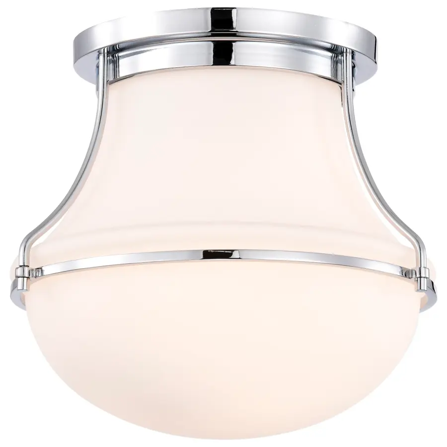 Valdora 1-Light Flush Mount in Polished Nickel with White Opal Glass - Image 2