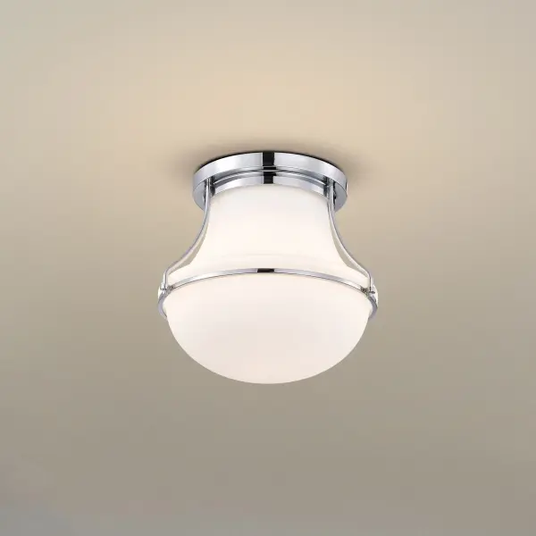 Valdora 1-Light Flush Mount in Polished Nickel with White Opal Glass - Image 14