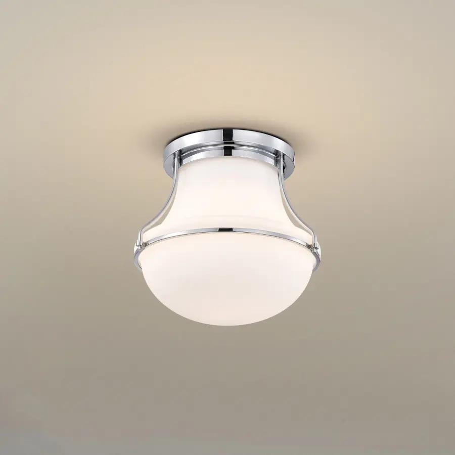 Valdora 1-Light Flush Mount in Polished Nickel with White Opal Glass - Image 14