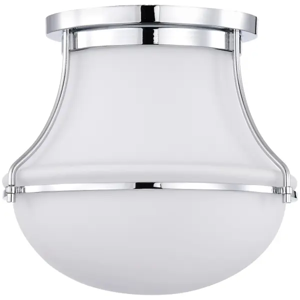 Valdora 1-Light Flush Mount in Polished Nickel with White Opal Glass - Image 3