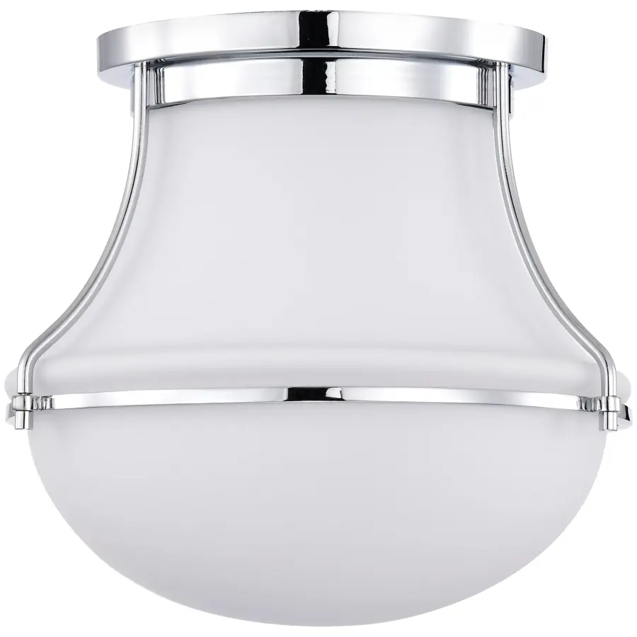 Valdora 1-Light Flush Mount in Polished Nickel with White Opal Glass - Image 3